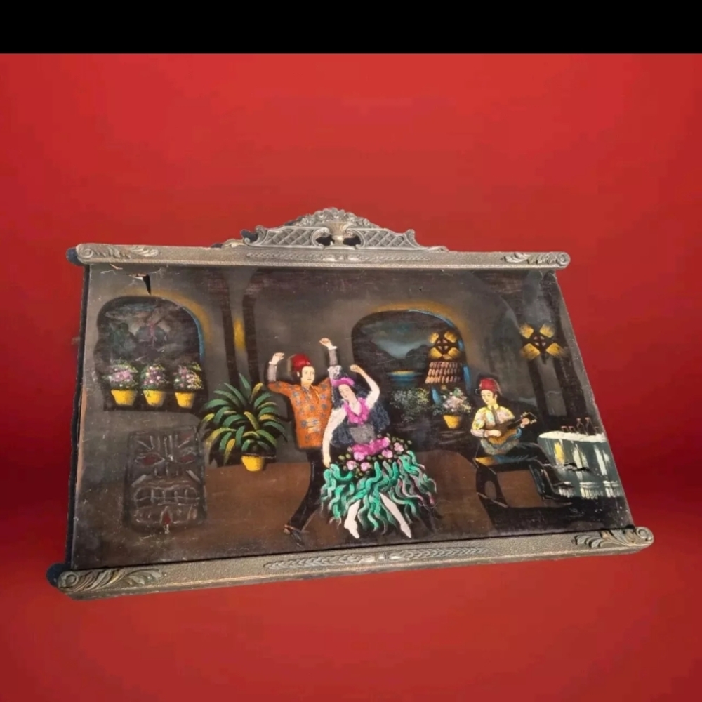 Vintage Velvet Artwork 1950's Beautiful Frame